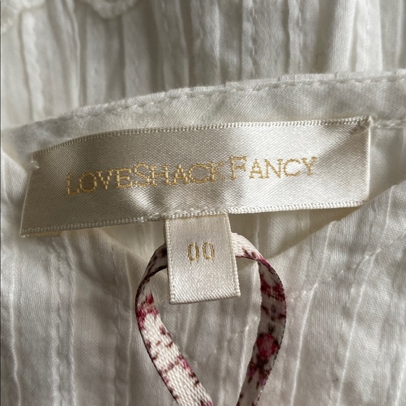NWT Loveshackfancy Cinnamon Pintucked Lace Inset Mini Dress white size 00 - Picture 2 of 14